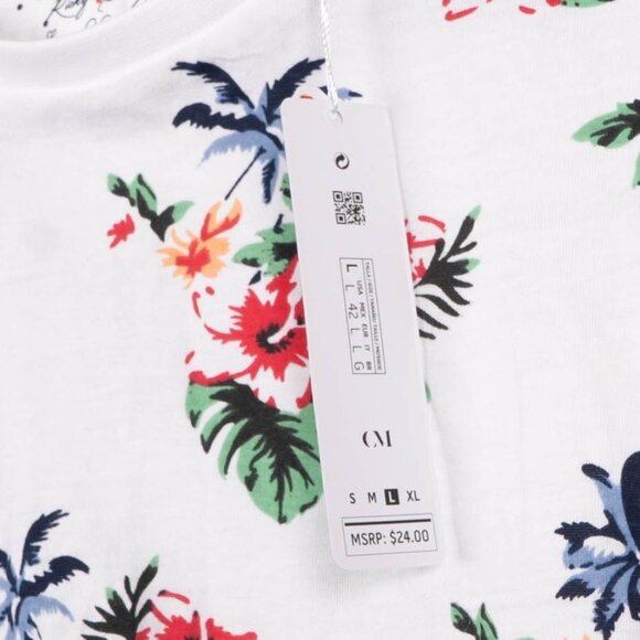 Cactus Man Ricky Singh TShirt L Mens NEW Tropical White Hibiscus Hawaiian Cotton - Picture 5 of 7